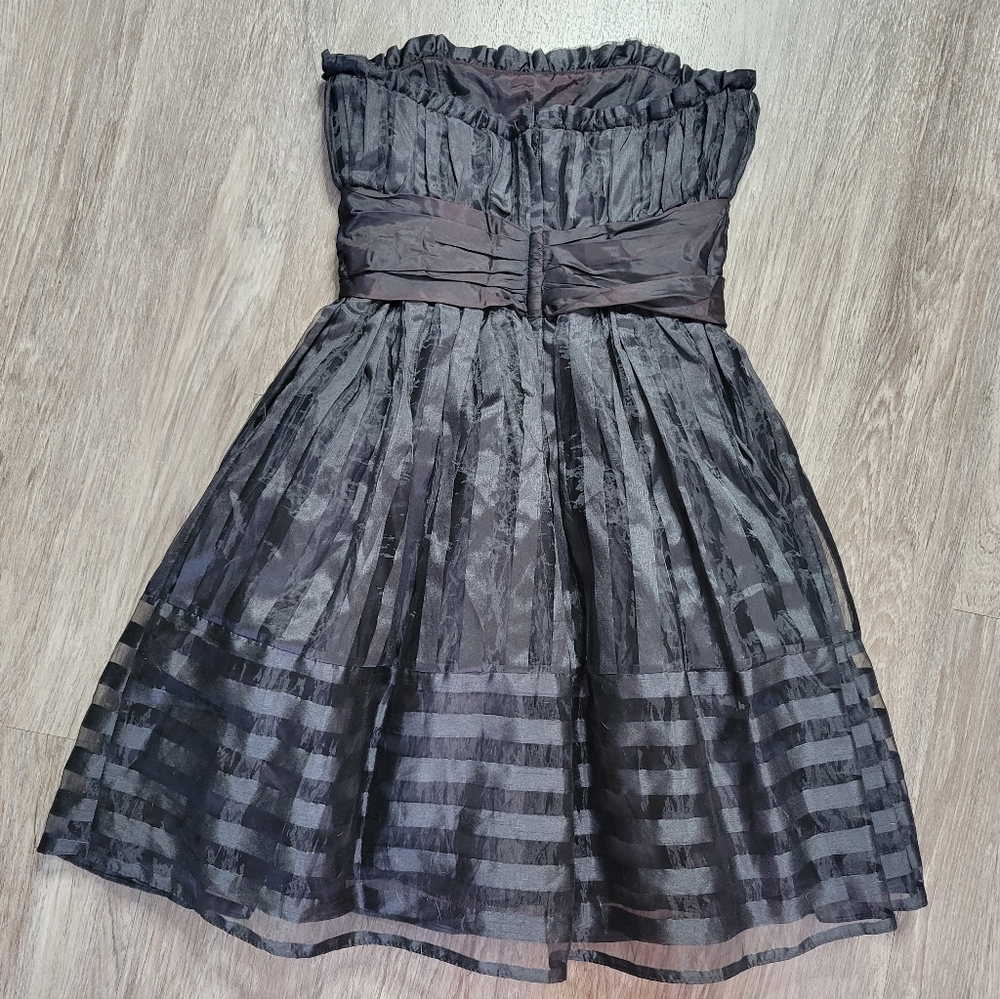 Betsey Johnson Vintage Black Nylon Acetate Tulle Strapless Mini Dress Y2K 90s 4 - Picture 2 of 16